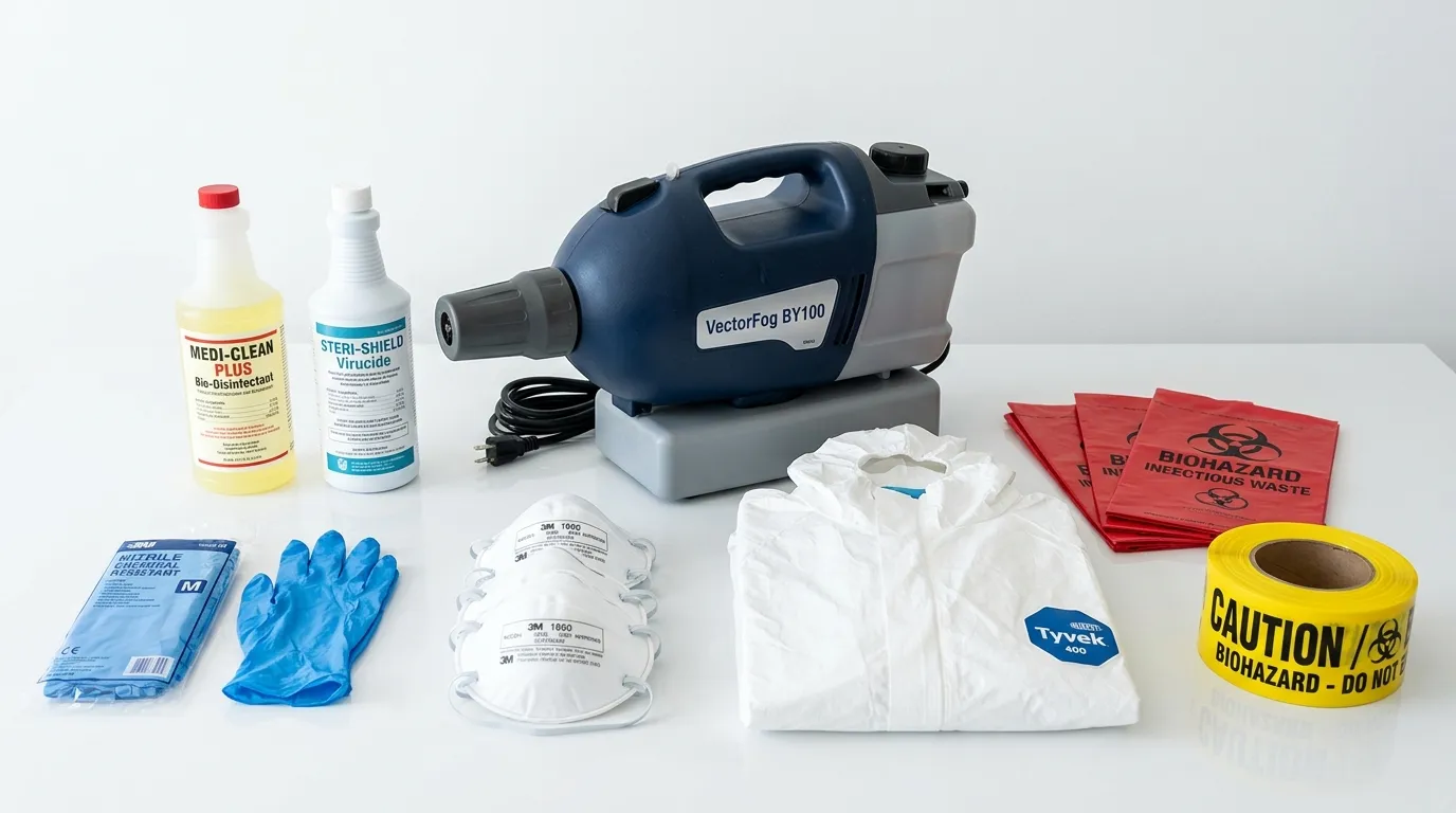 Professional biohazard remediation crew working in Harvard